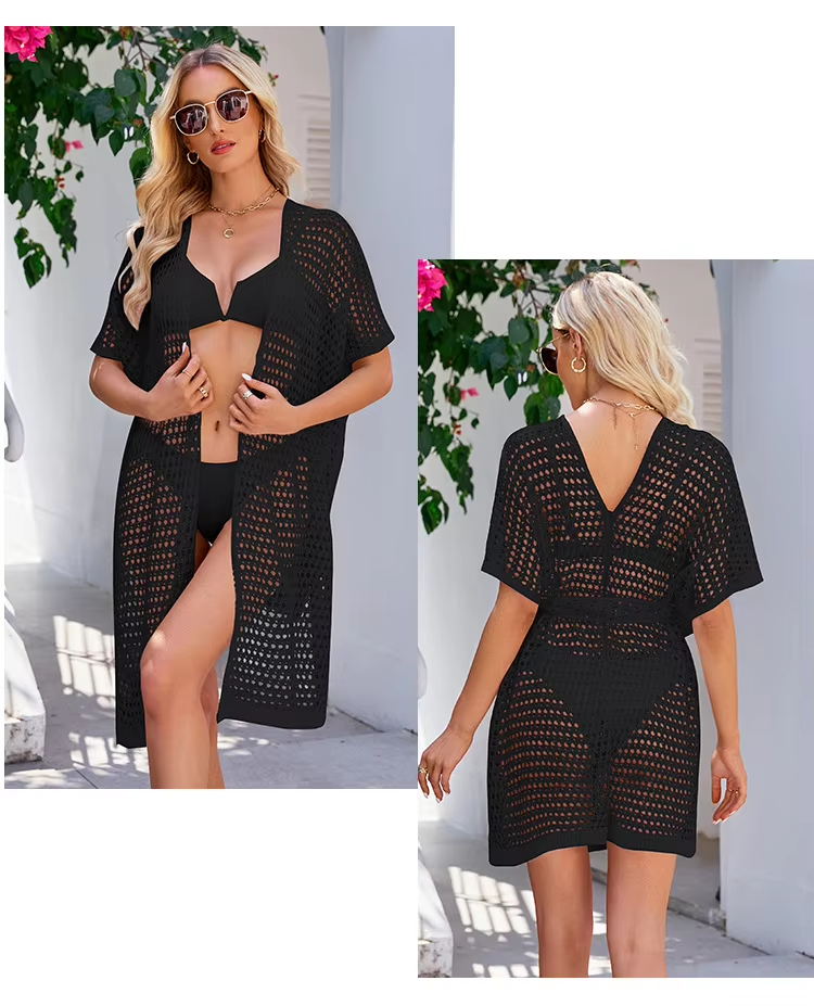 Sexy Hollow Knit Beach Out Holiday Treet Tops Crochet Bikini Beach Cover Up Women's Tunique