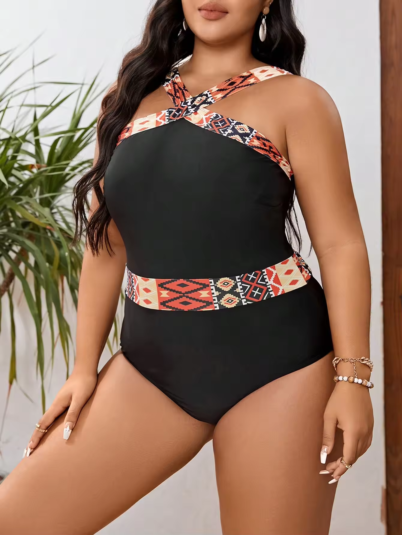 Swimwear plus taille de plage chaude de plage 1 morceau de baignade de blikini grosse femme