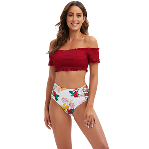 Haut-sang haute taille 2 pièces déclenchent du maillot de bain épaule sehe mode