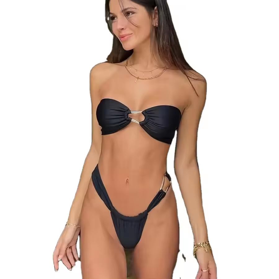 Femmes Summer 2 pièces Sets Beach Solid Colors Bikinis