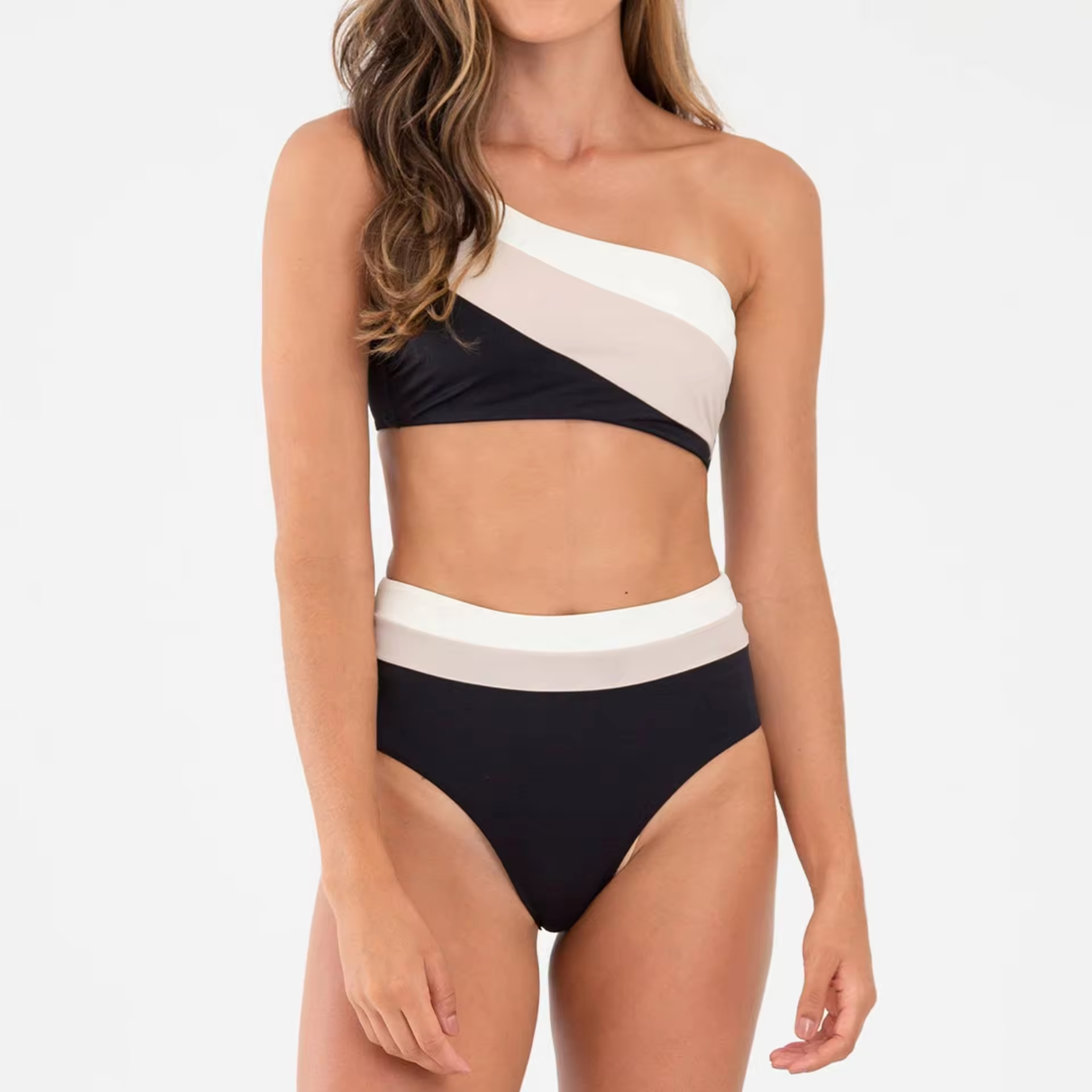  Bloquer des ensembles de bikini haut d'épaule unique