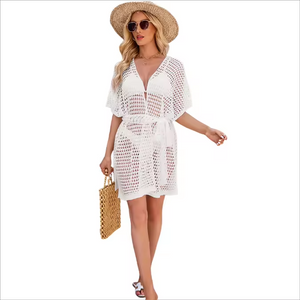 Sexy Hollow Knit Beach Out Holiday Treet Tops Crochet Bikini Beach Cover Up Women's Tunique