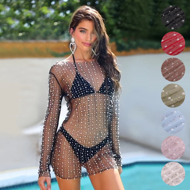 Femmes de maillot de bain plage en strass transpare
