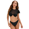 Fabrication de taille plus manches courtes avant deux pièces en bikini ensembles