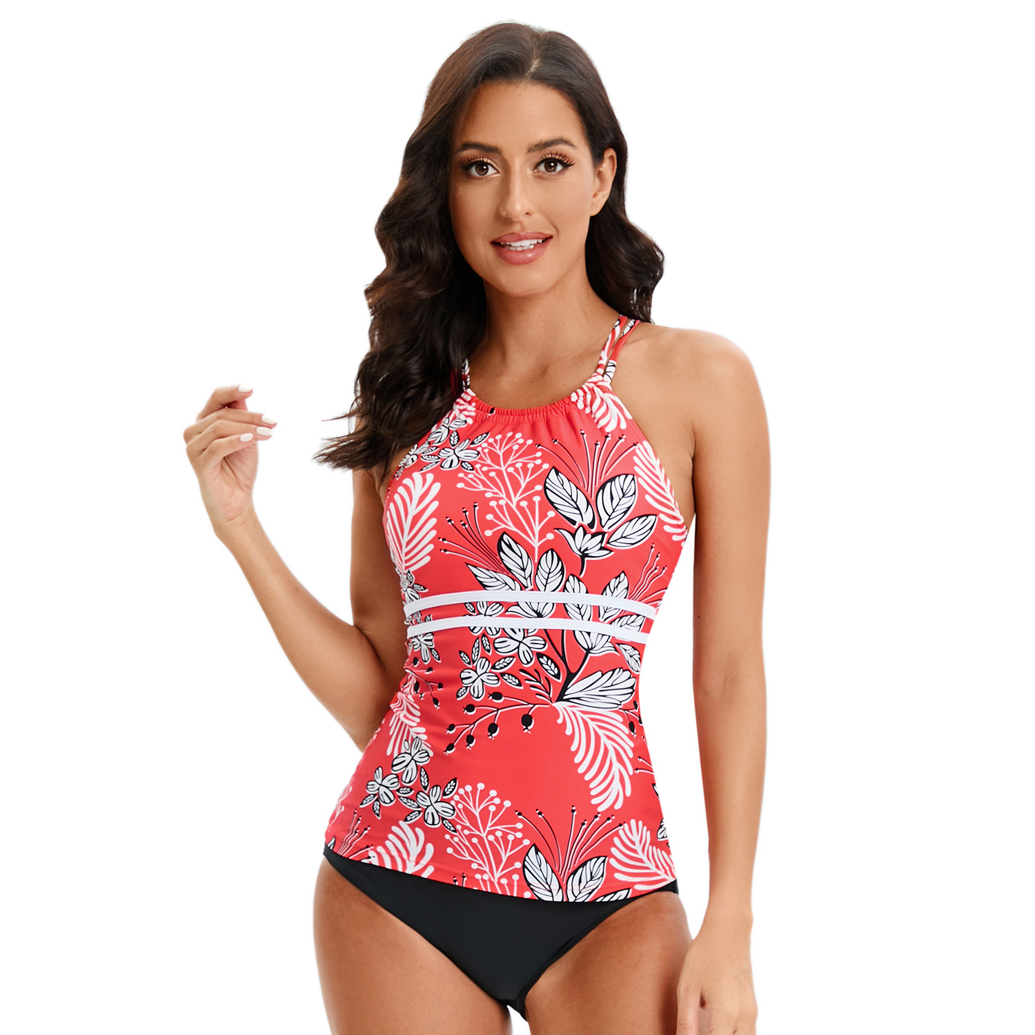 Tankini de logo personnalisée avec couverture bikini 2pcs jupe à cordon plage usure de baignade