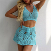 Femmes de maillot de bain au crochet de taille haute avec une jupe coquille de maillot de bain couverture de maillots de bain