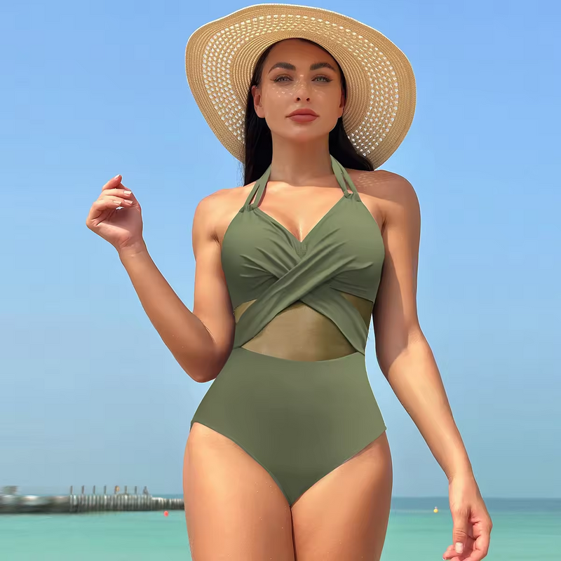 Été Nouvelle femme Suite de maillot de bain en un morceau de natation noire