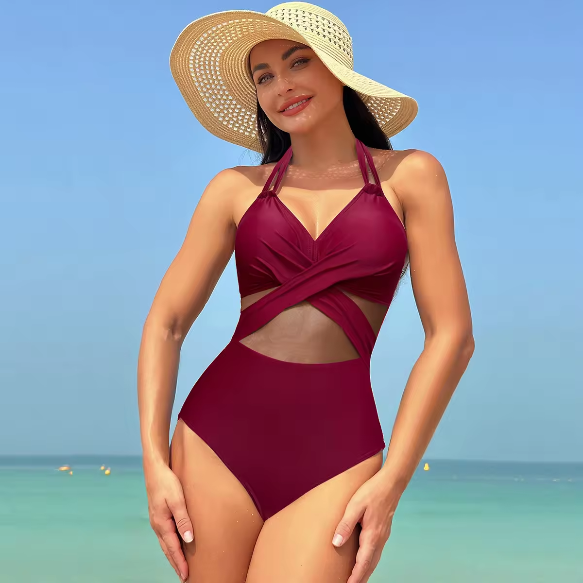 Été Nouvelle femme Suite de maillot de bain en un morceau de natation noire