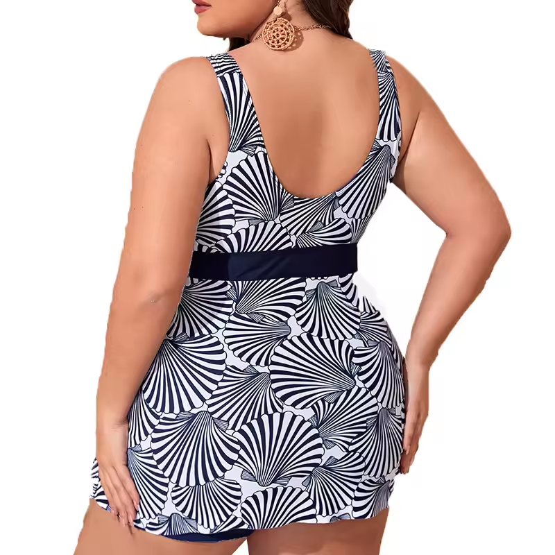 Tize Tankini Set Colorblock Two Piece Shesswear Shell Print Swimsuit High Stretch Modest Beach Bathing Fssuel de baignade